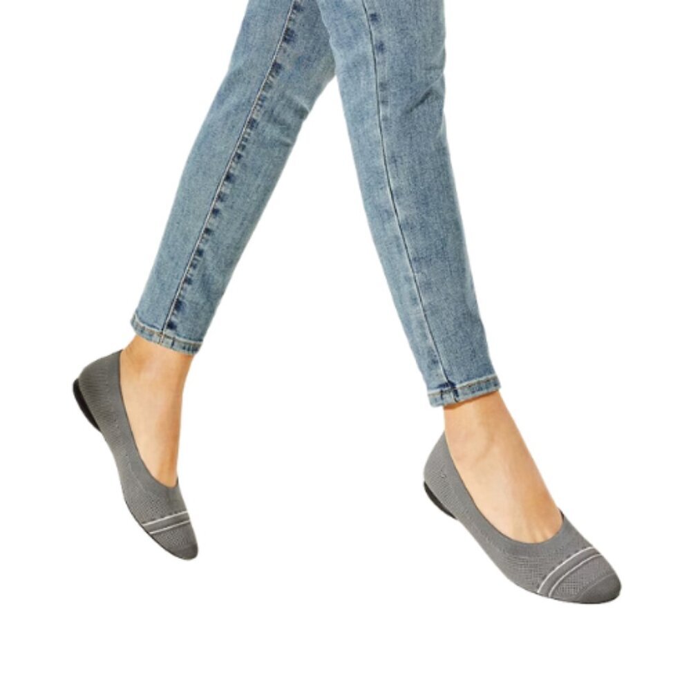 Women's Grey Knit Ballet Flats